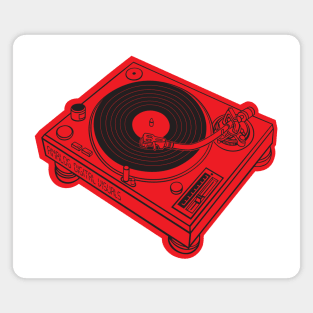 Turntable (Black Lines + Red Drop Shadow) Analog / Music Magnet